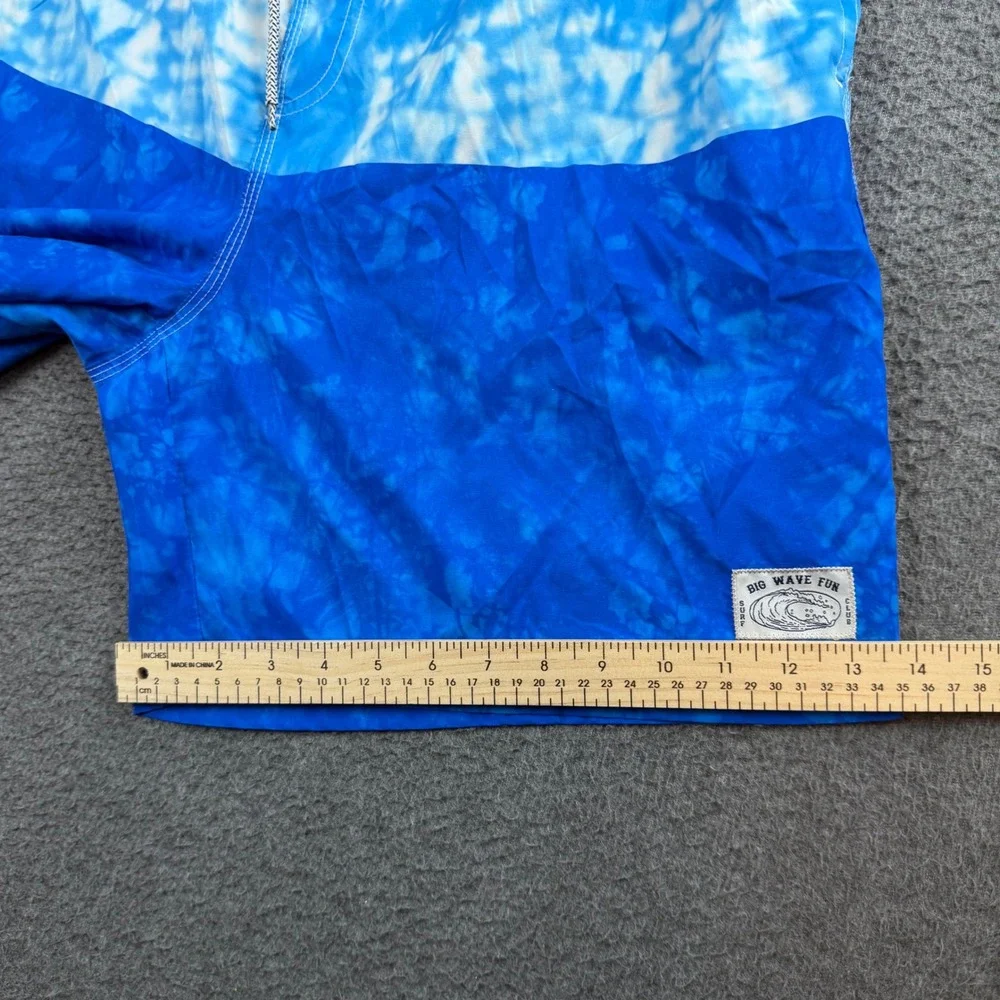 Big Wave Fun Club Swim Trunks Men's 4XL Blue Tie Dye Colorblock Board Shorts